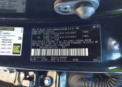 2022 Toyota Corolla Cross Le from USA, damaged, VIN 7MUCAABG7NV032495